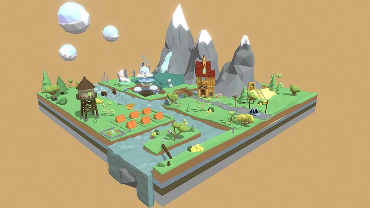 Low-poly game "Altay" 3D Model