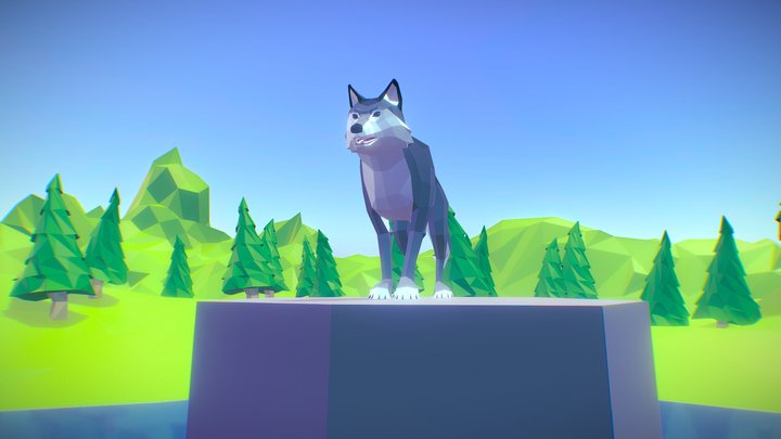 Poly Art Wolf 3D Model